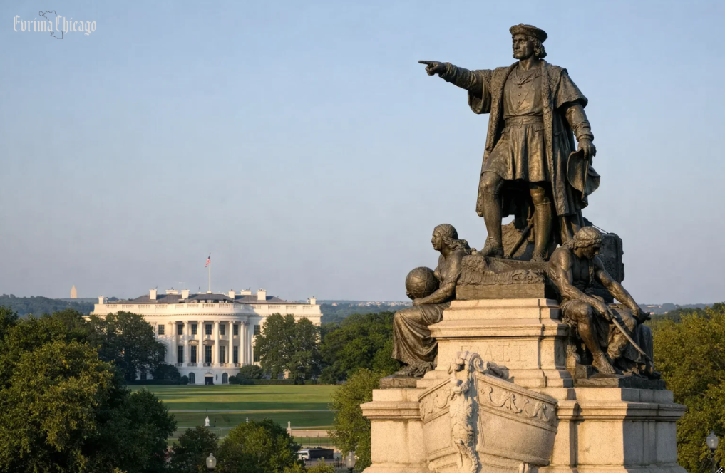 Statue of Columbus & Trump's federalist reclamation of western orthodoxy