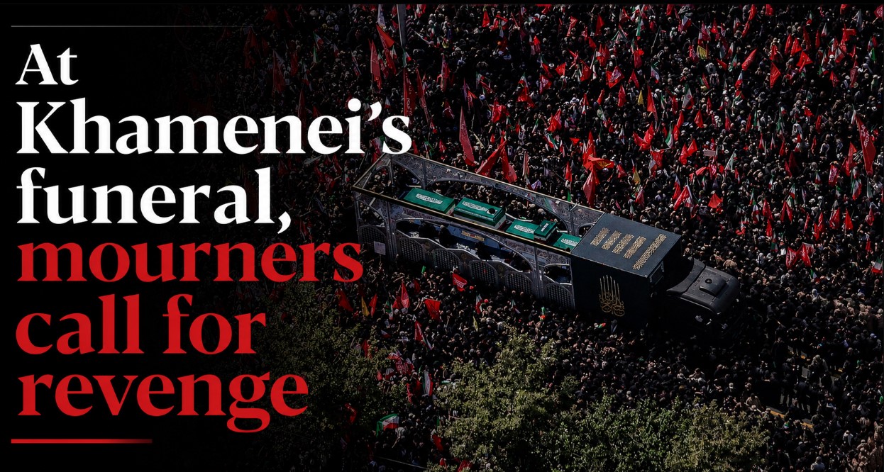 At Khamenei’s funeral, mourners call for revenge